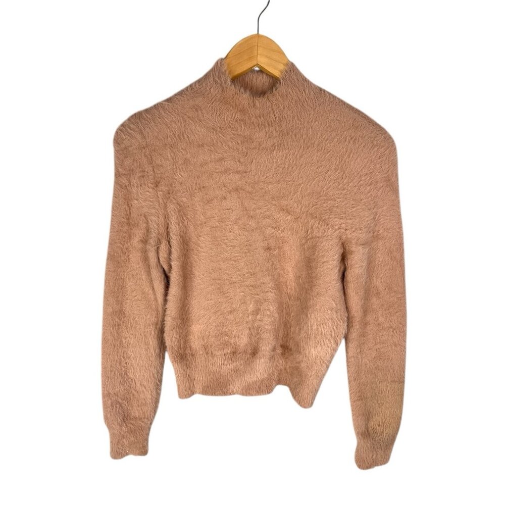 EXPRESS X NEGIN MIRSALEHI Women's Nude Pink Fuzzy High Neck Sweater Small